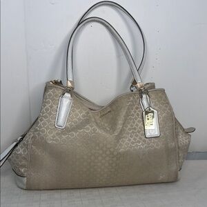 Coach Beige Signature Tote Bag